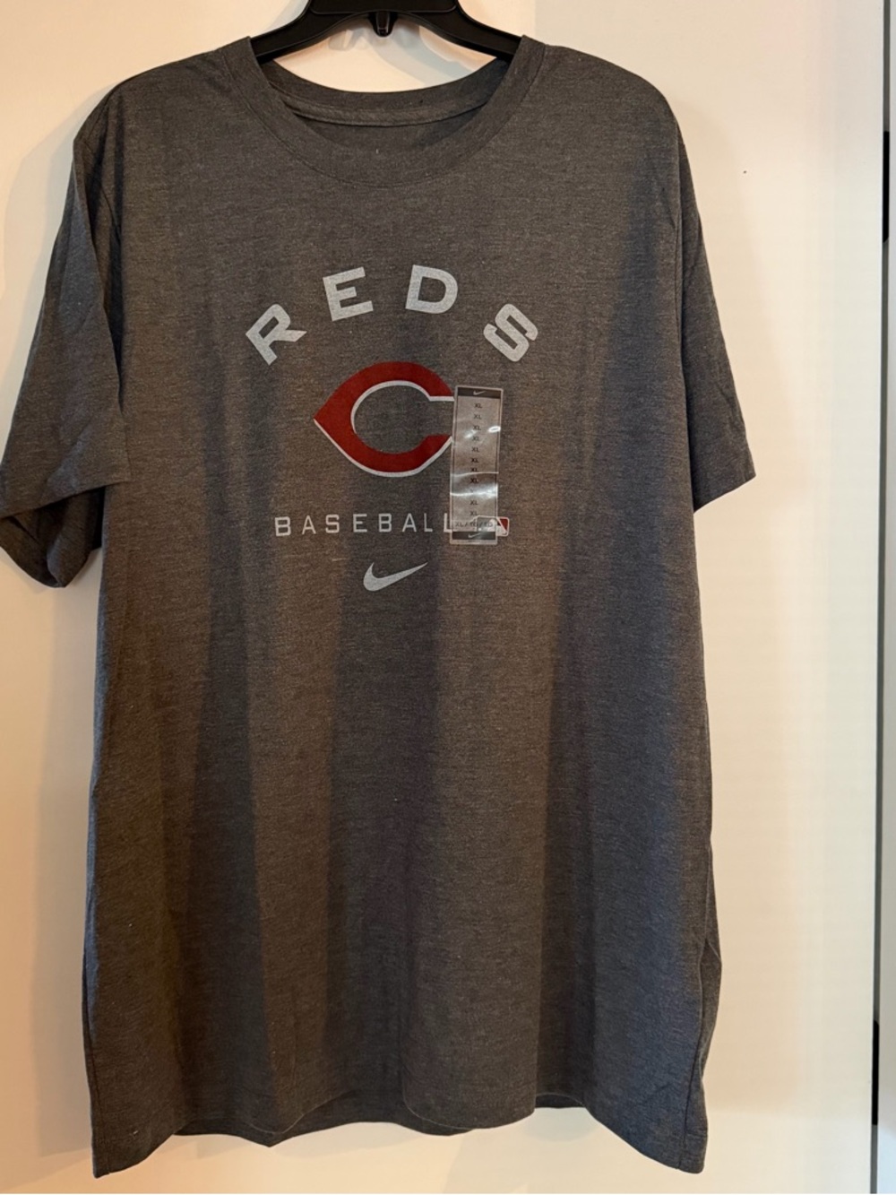 Nike gray Dri-Fit Cincinnati Reds Short Sleeve Baseball Tee with Reds Logo